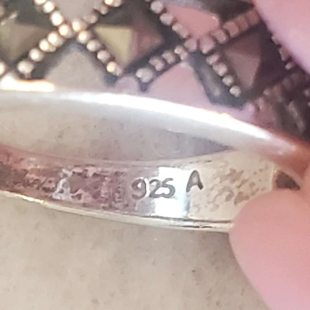 Sterling Silver Marcasite Geometric Pattern Band Size 7